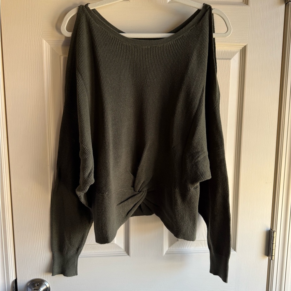Express Cold Shoulder Dark Green Sweater